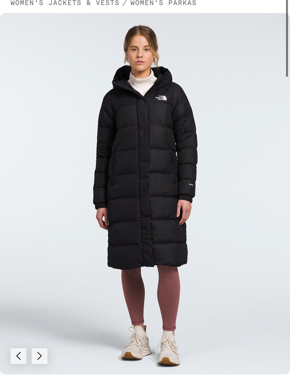 The North Face Women's Black Long Puffer Hooded Coat